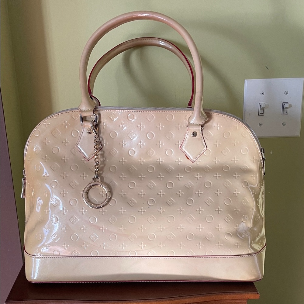Arcadia Cream Satchel with Embossed Design